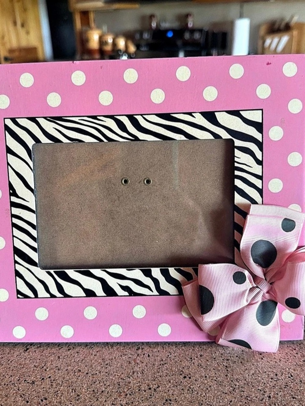 Pink Polka Dot Zebra Picture Frame